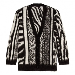 Mohair Knitted Jacquard Zipper Oversized Knitwear